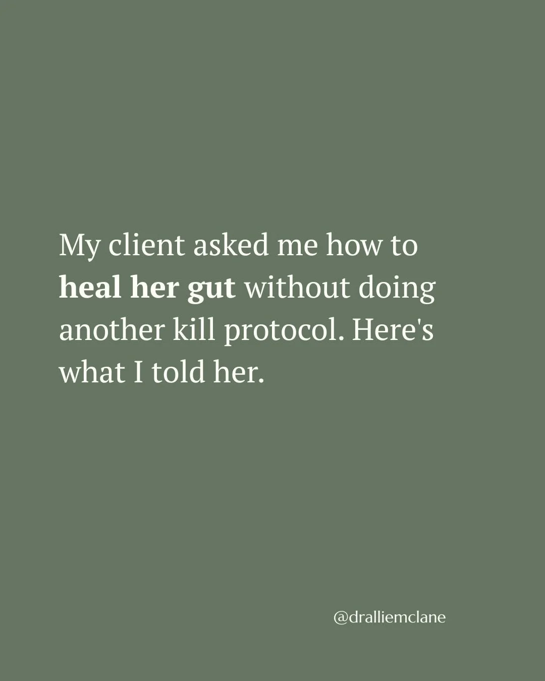 A client recently asked me how to heal her gut without doing another kill protocol.

She&rsquo;d already done three rounds of antimicrobials, two SIBO protocols, every elimination diet on the internet. Each time she&rsquo;d feel better for a few week