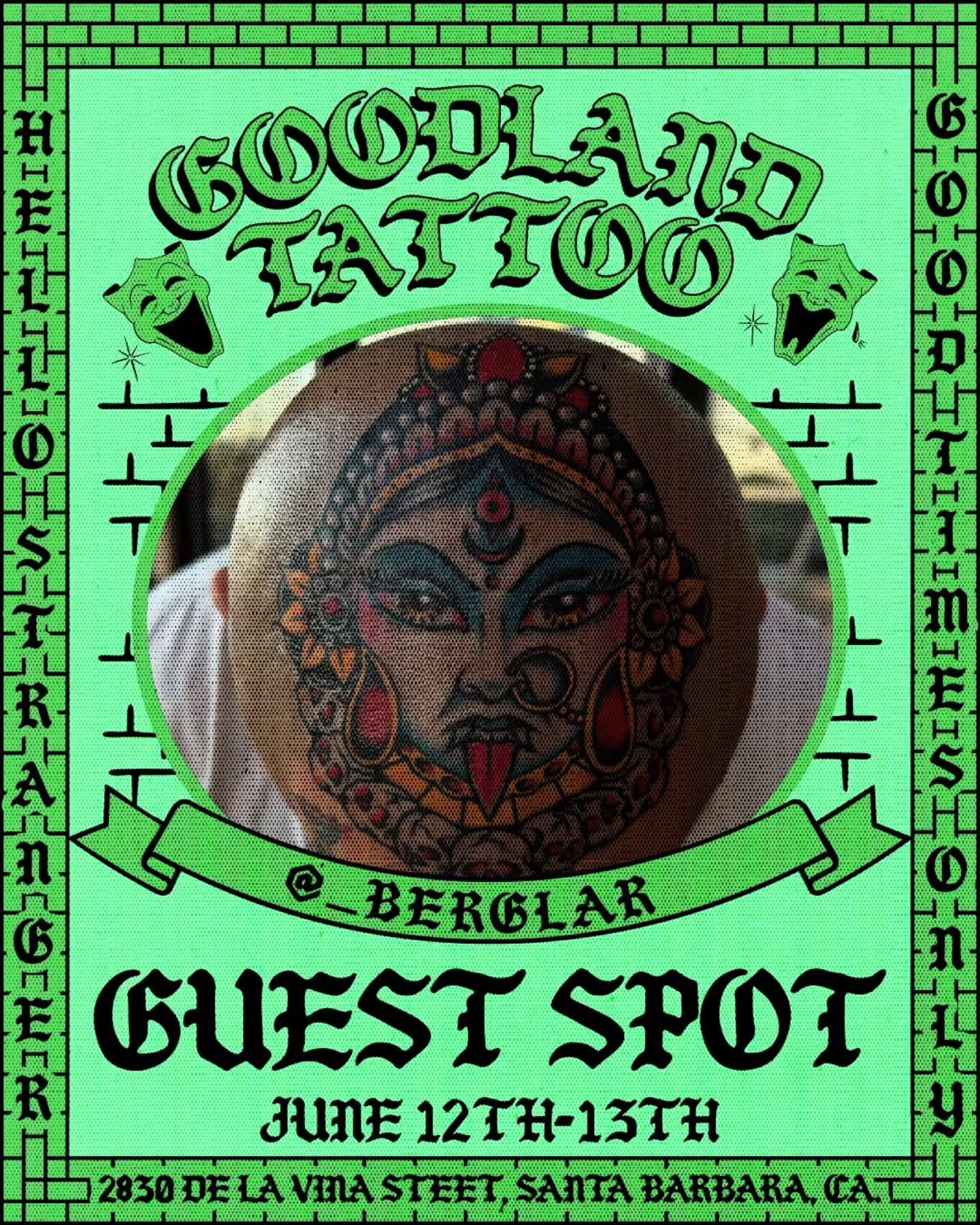 WE GOT @_berglar IN THE HOUSE THIS FRIDAY AND SATURDAY!

BOOK WITH HIM DIRECTLY OR WALK INTO THE SHOP @goodlandtattooshop 

GET THAT TATTOO YOU'VE BEEN WANTING! 🎭