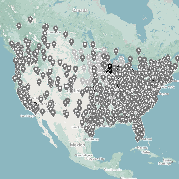 ALT Text: Map showing LocklyPRO’s certified channel partner network across the United States for installation and onsite support.