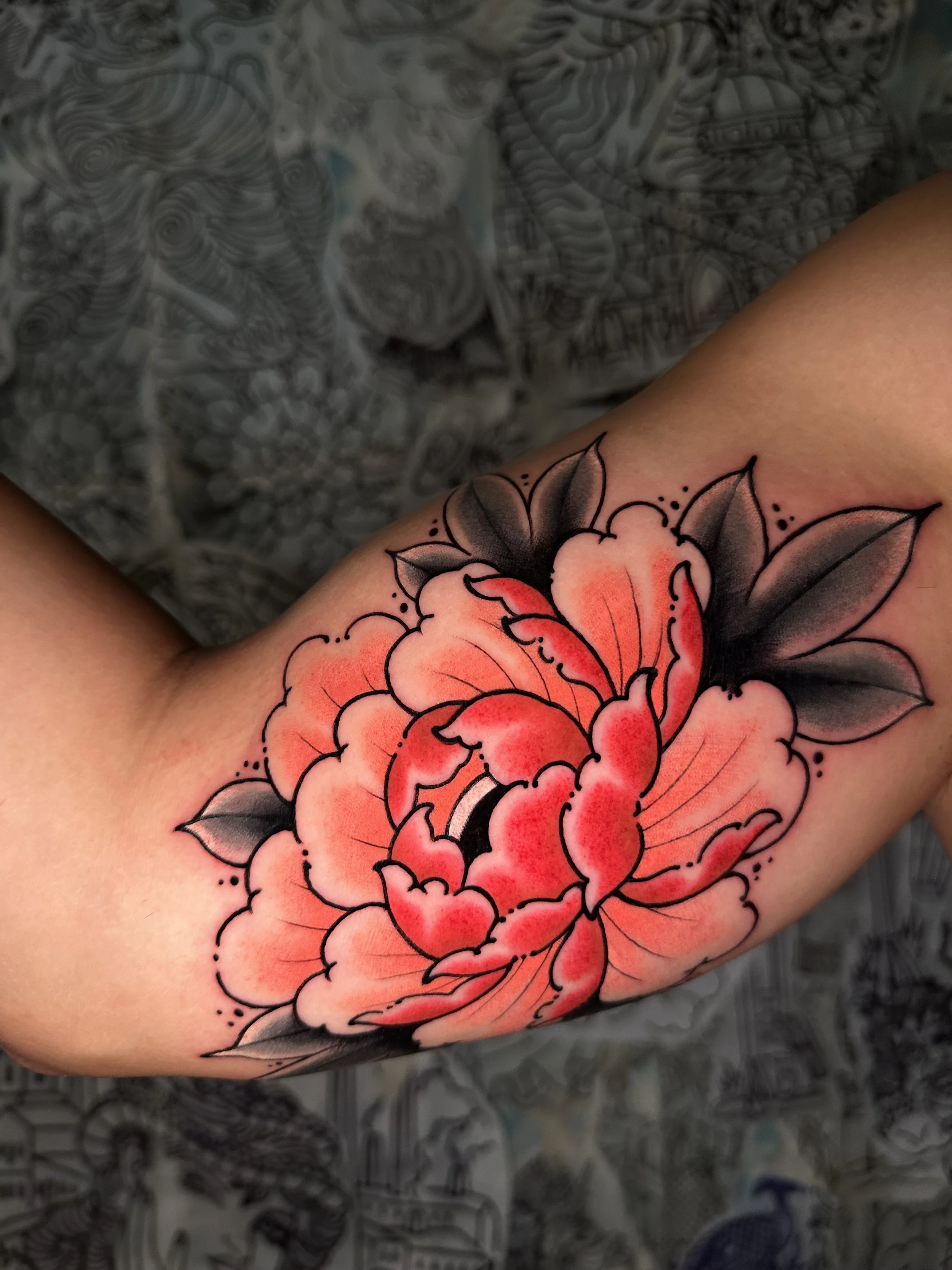 Peony tattoo, flower tattoo