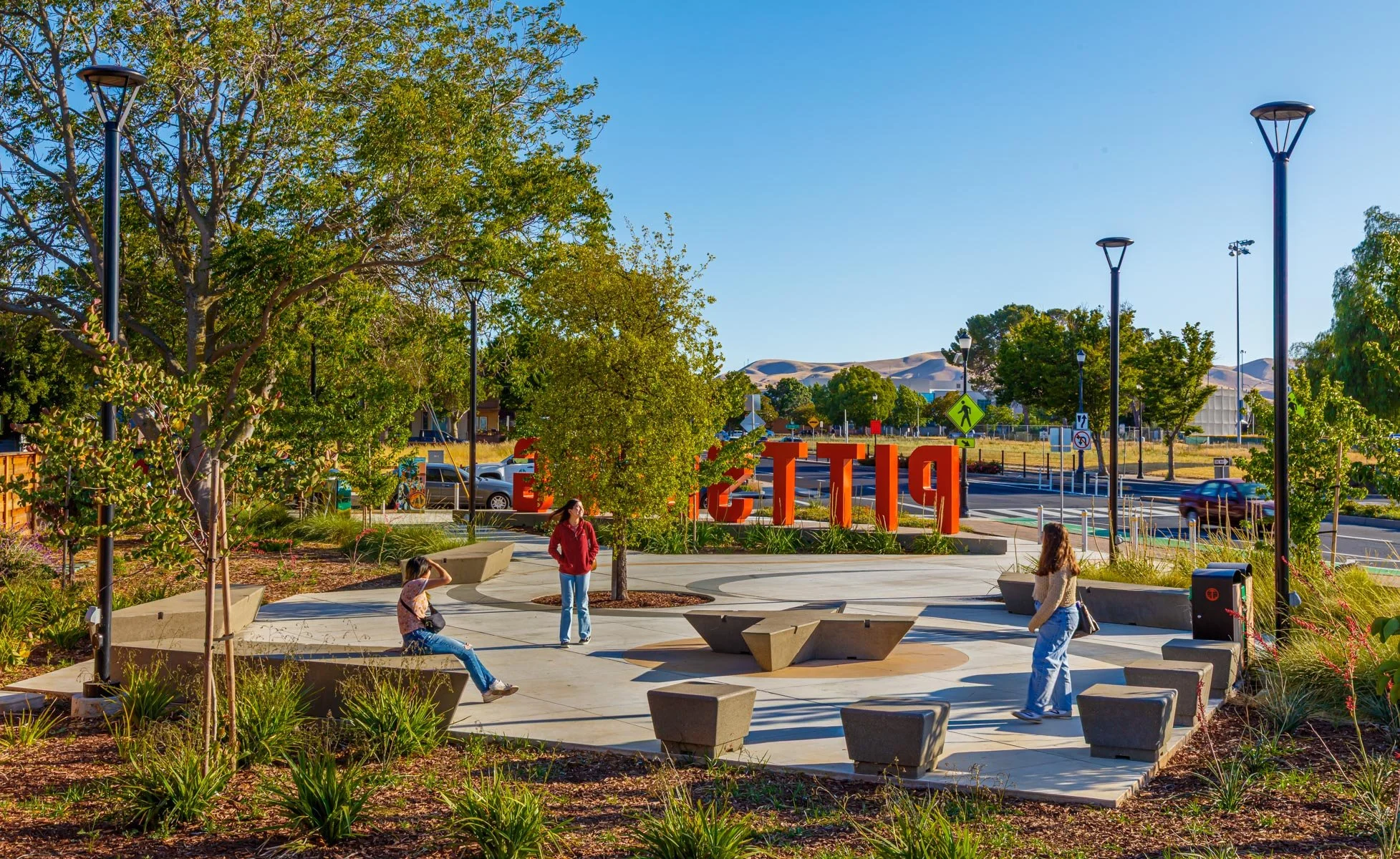 View of seating area from N. Parkside Drive