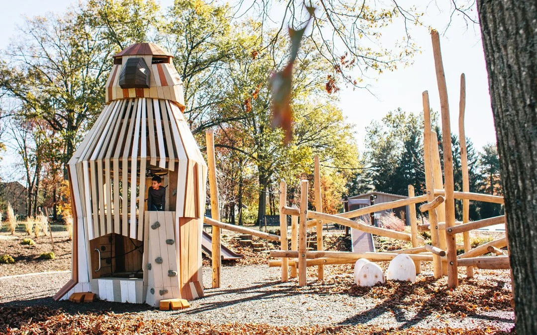 The park concept includes a nature play area that reflects elements of the local environment, such as this example designed by Earthscape Play.