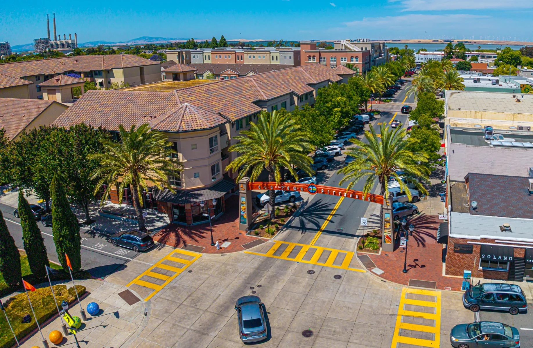 Birds eye view of E. 8th Street and Railroad Ave.