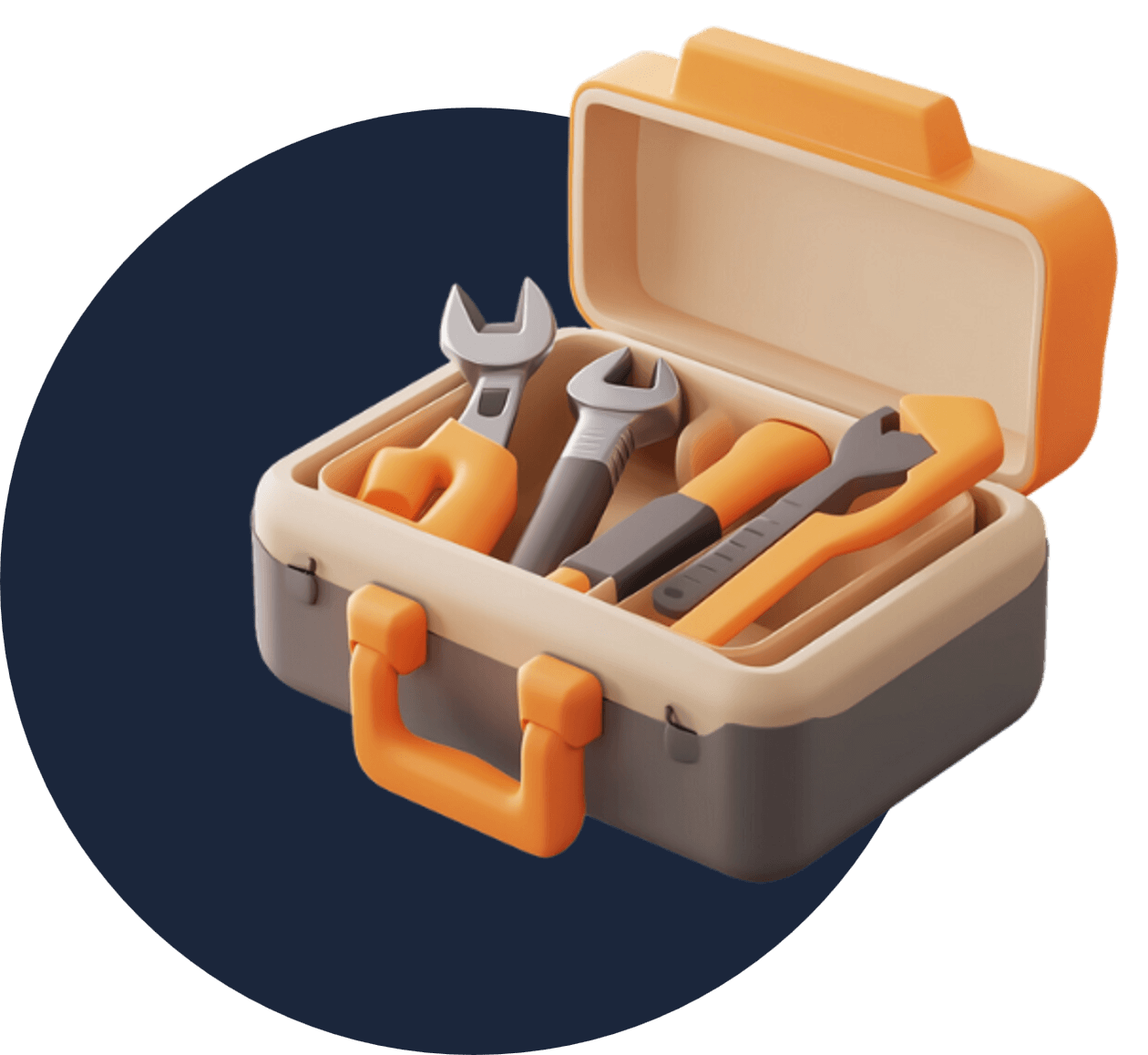 Dekoration - ein geöffneter Werkzeugkasten