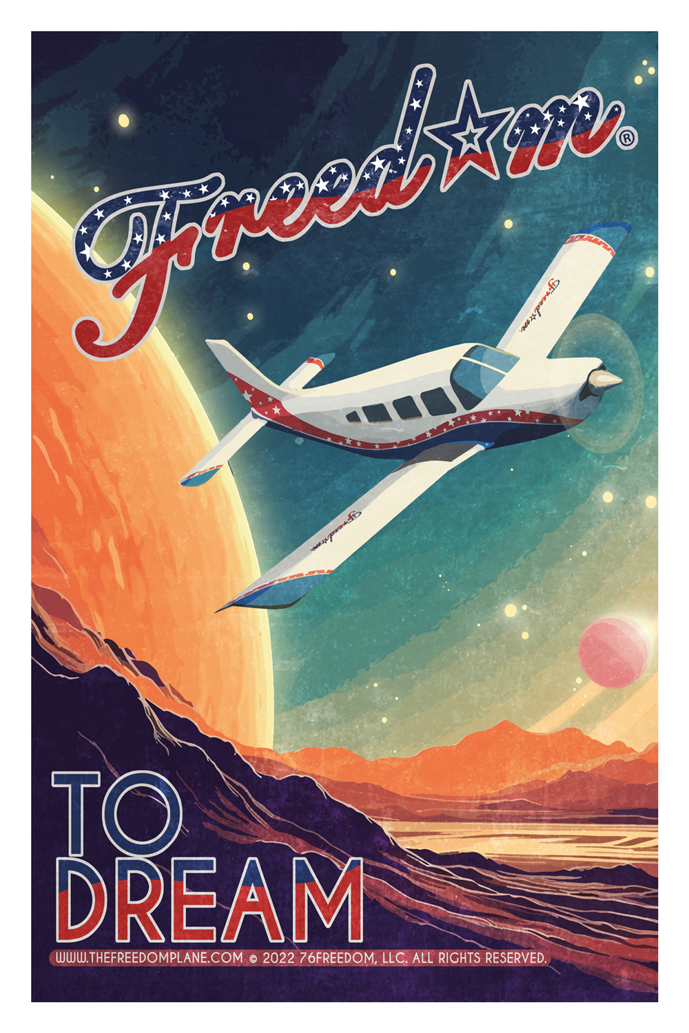 retro Travel poster design inspired by the old vintage space posters for an airshow