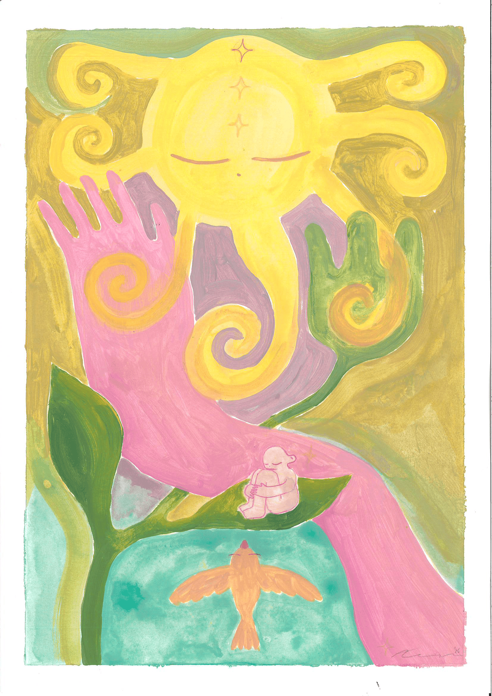 'The grace of the spring Sun' - original A4