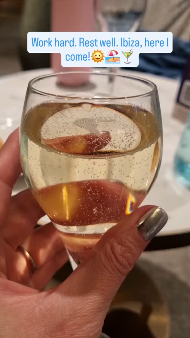 Starting the holiday with a little sparkle…
Prosecco in hand at the No 1 Lounge, waiting for my flight to Ibiza! After a busy few months helping clients feel their best, it’s time for a bit of R&R myself.
Just like I always say to m