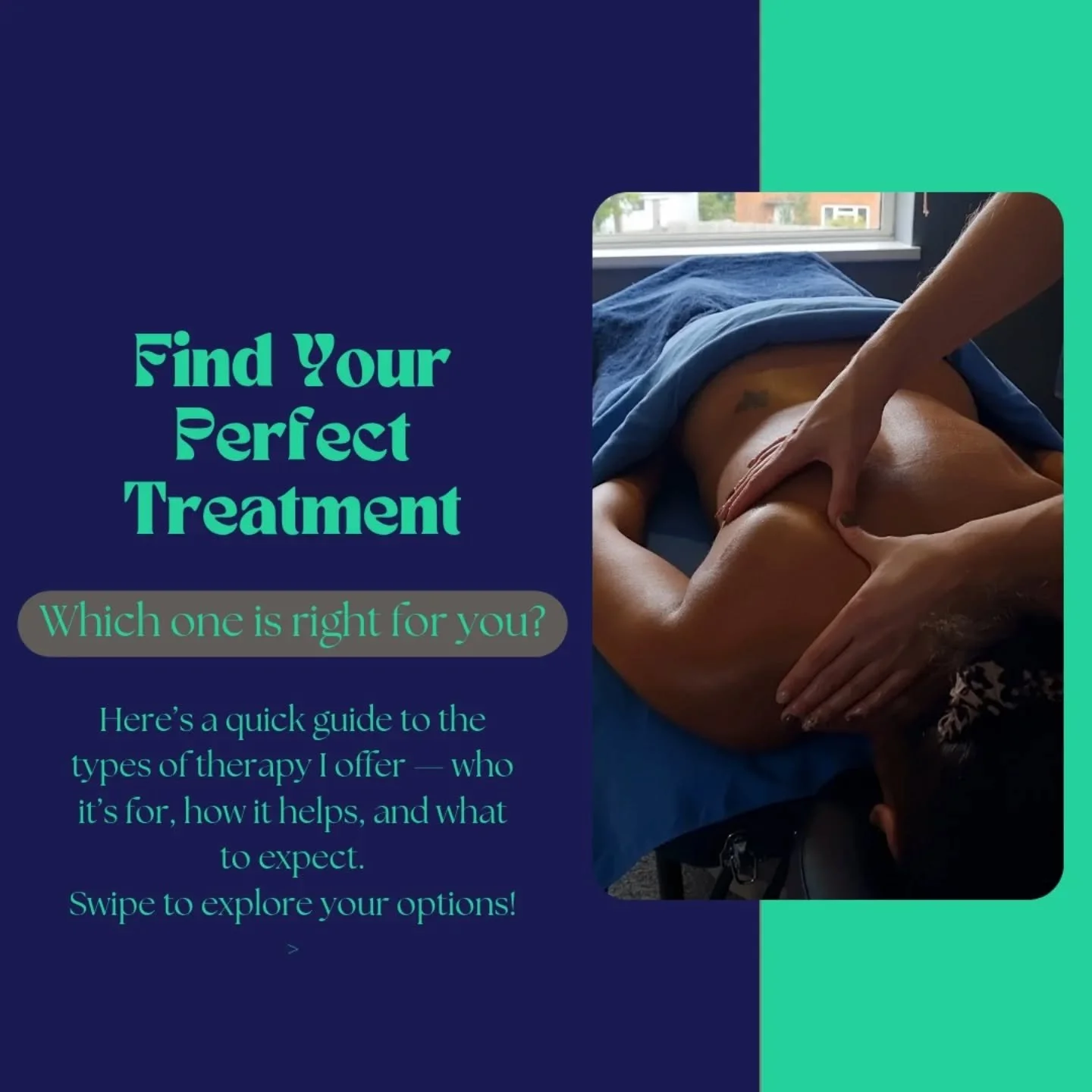 Not sure which treatment to choose? 

From deep, problem-solving work to soothing relaxation, there&rsquo;s something to suit every body and every season of life.

Swipe through to find out what each therapy involves, who it&rsquo;s best for, and the