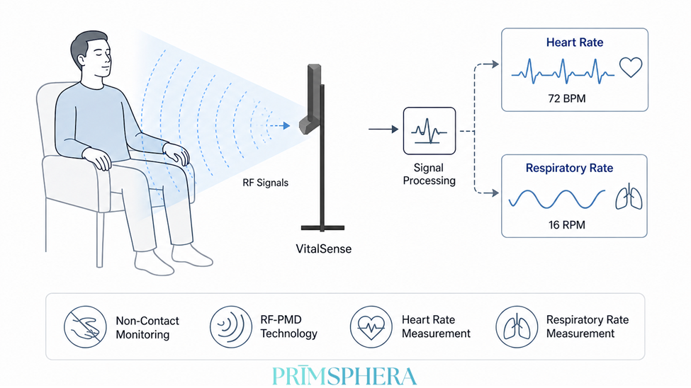 Advancing Non-Contact Vital Sign Monitoring: Heart Rate and Respiratory Rate Sensing with RF-PMD