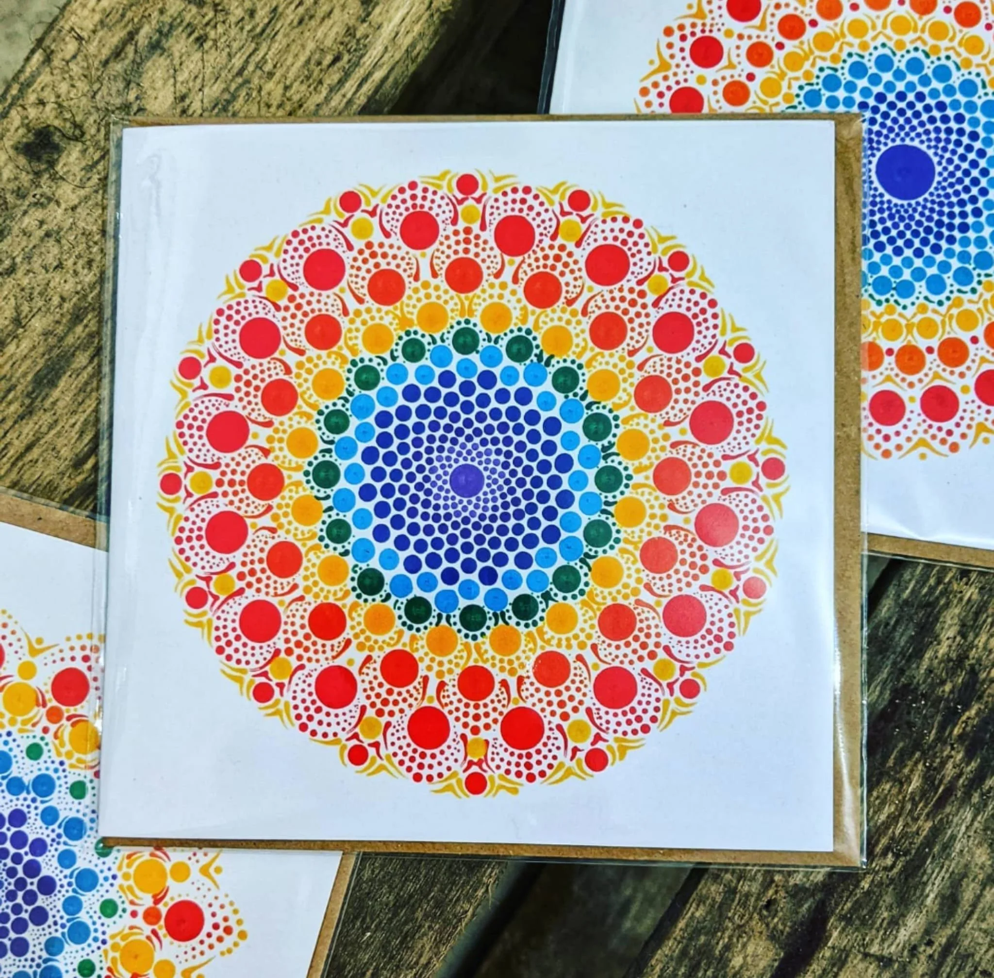 Rainbow Mandala Card (15cm x 15cm)