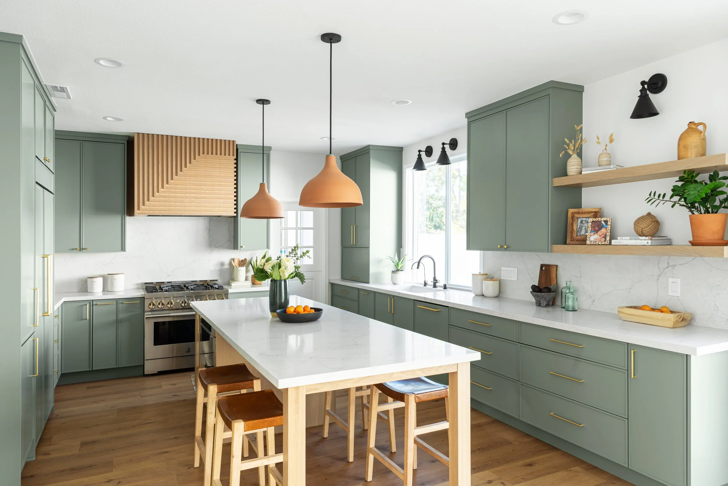 Sage Green Painted Kitchen Cabinets | Modern Custom Cabinetry