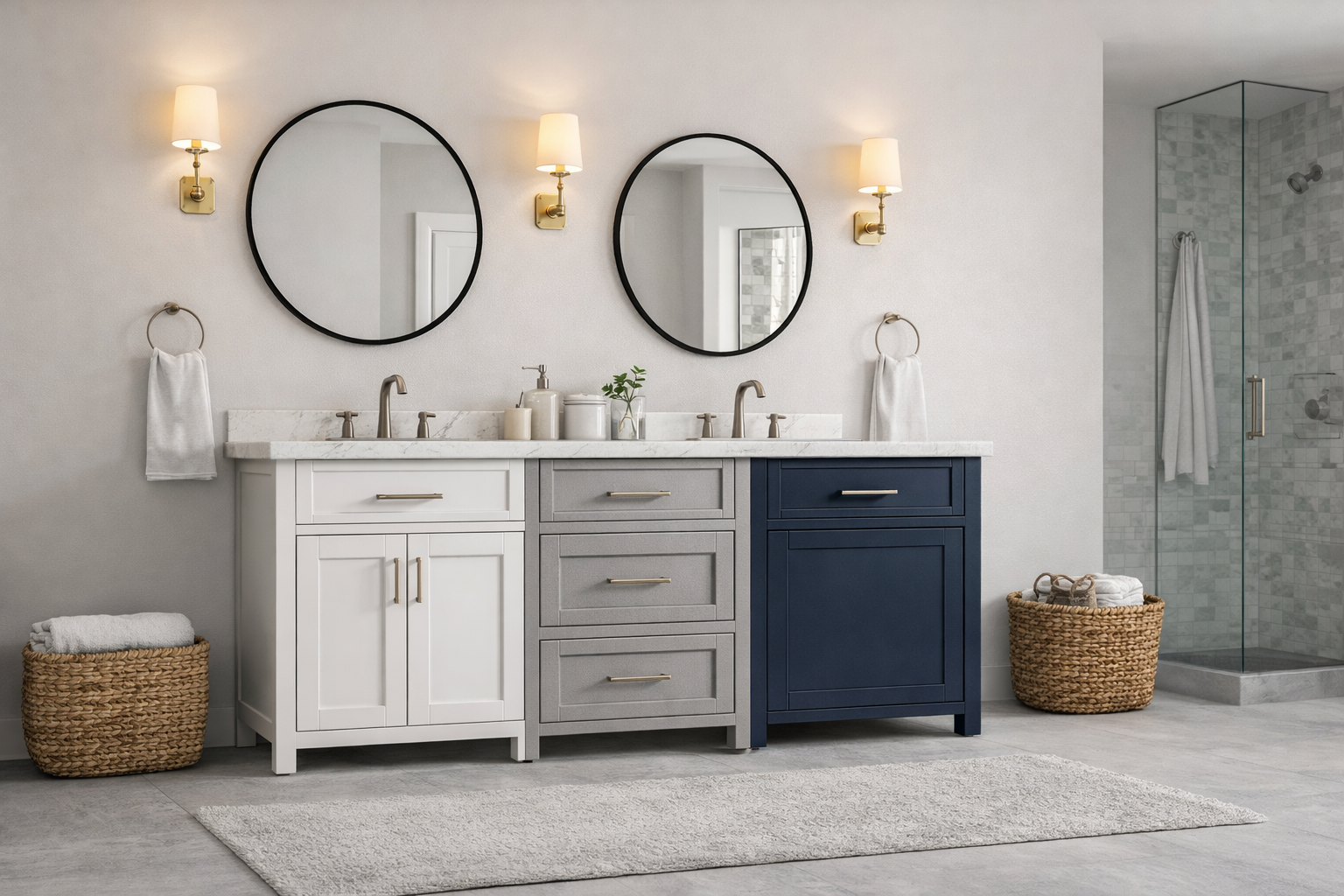 Waterproof PVC bathroom vanity cabinets suitable for residential and commercial projects