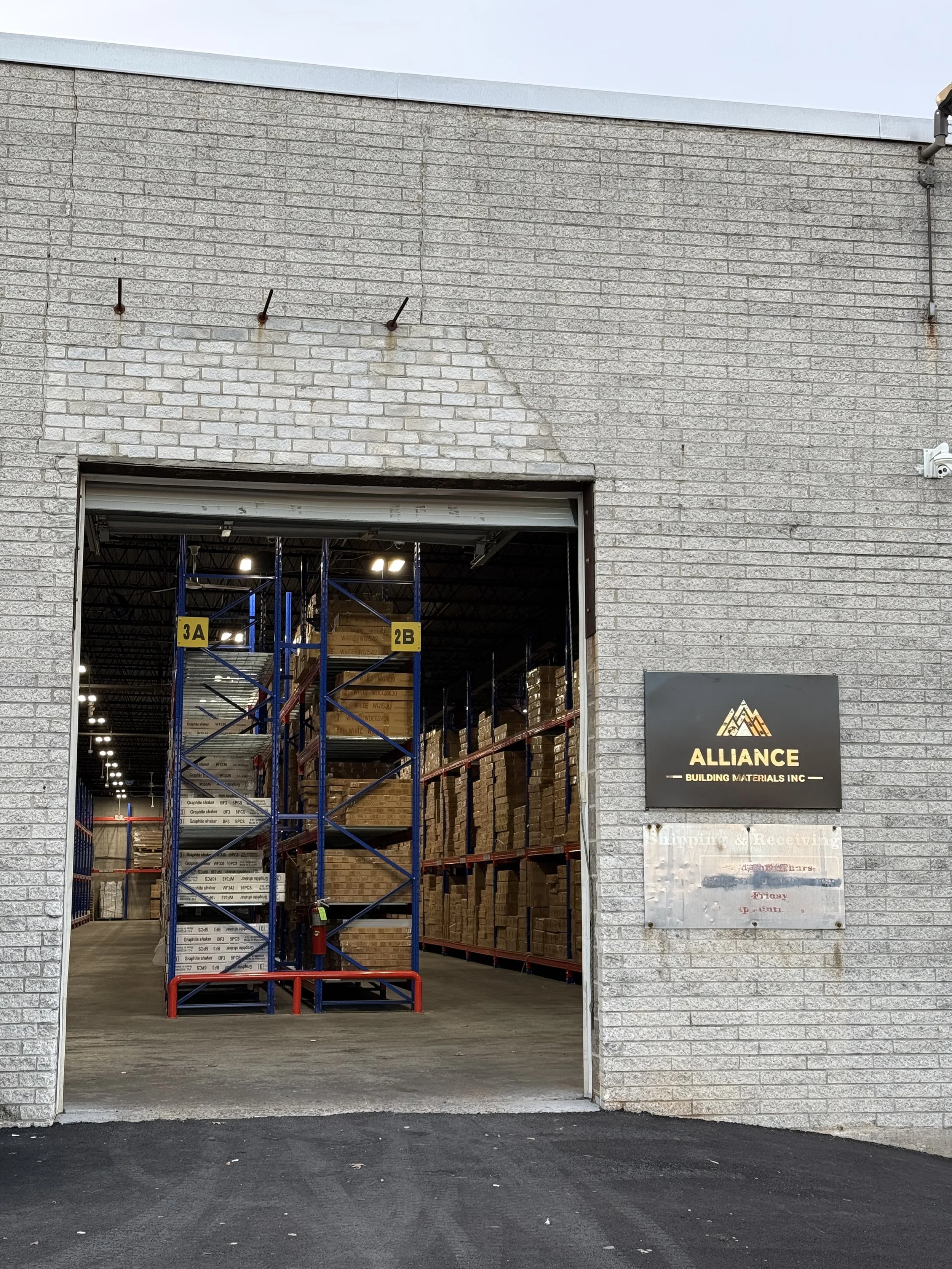RTA cabinet warehouse entrance with ready-to-ship inventory in the U.S.