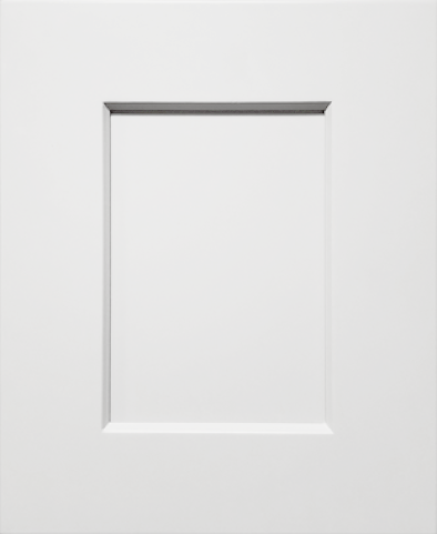 White shaker RTA cabinet sample door for color and finish verification