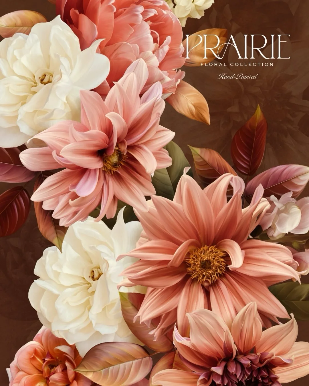 Happy to share my newest floral art project! Sumptuous purple, pink, peach, and white digital floral bloom graphics that will add an element of luxury to any design project. This collection of floral art includes white and pink roses, peach dahlias, 
