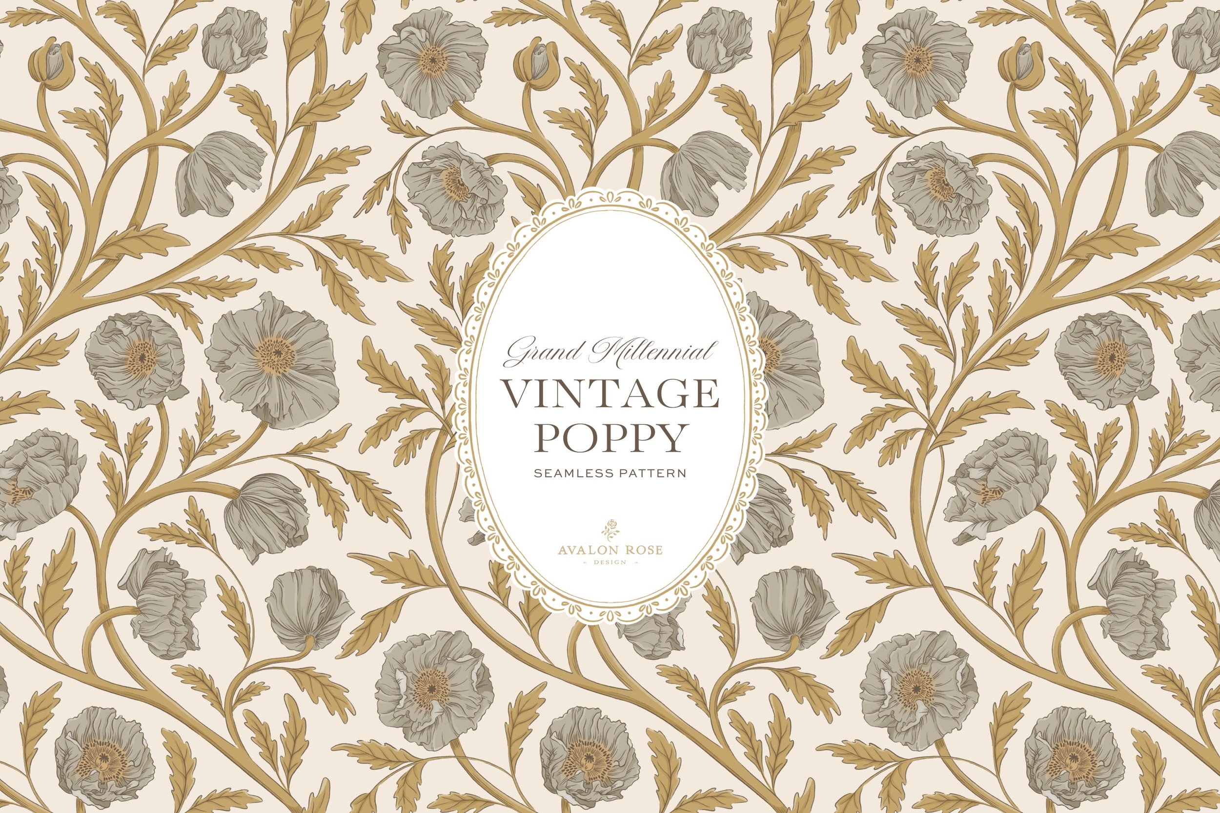 Grandmillennial Vintage Poppy Patterns