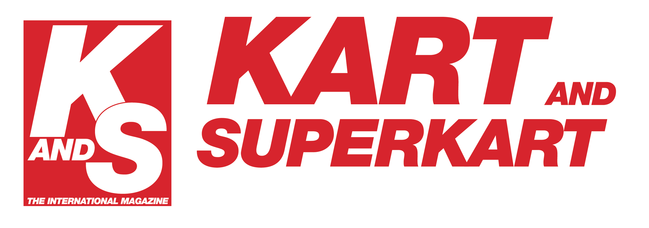 The logo of KART and SUPERCARK, a magazine, with bold red and white text and a subtitle that reads "The International Magazine."