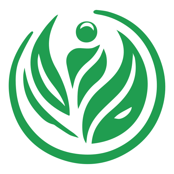 mealtalk-Logo mit einer stilisierten Person und Blattformen in einem Kreis.