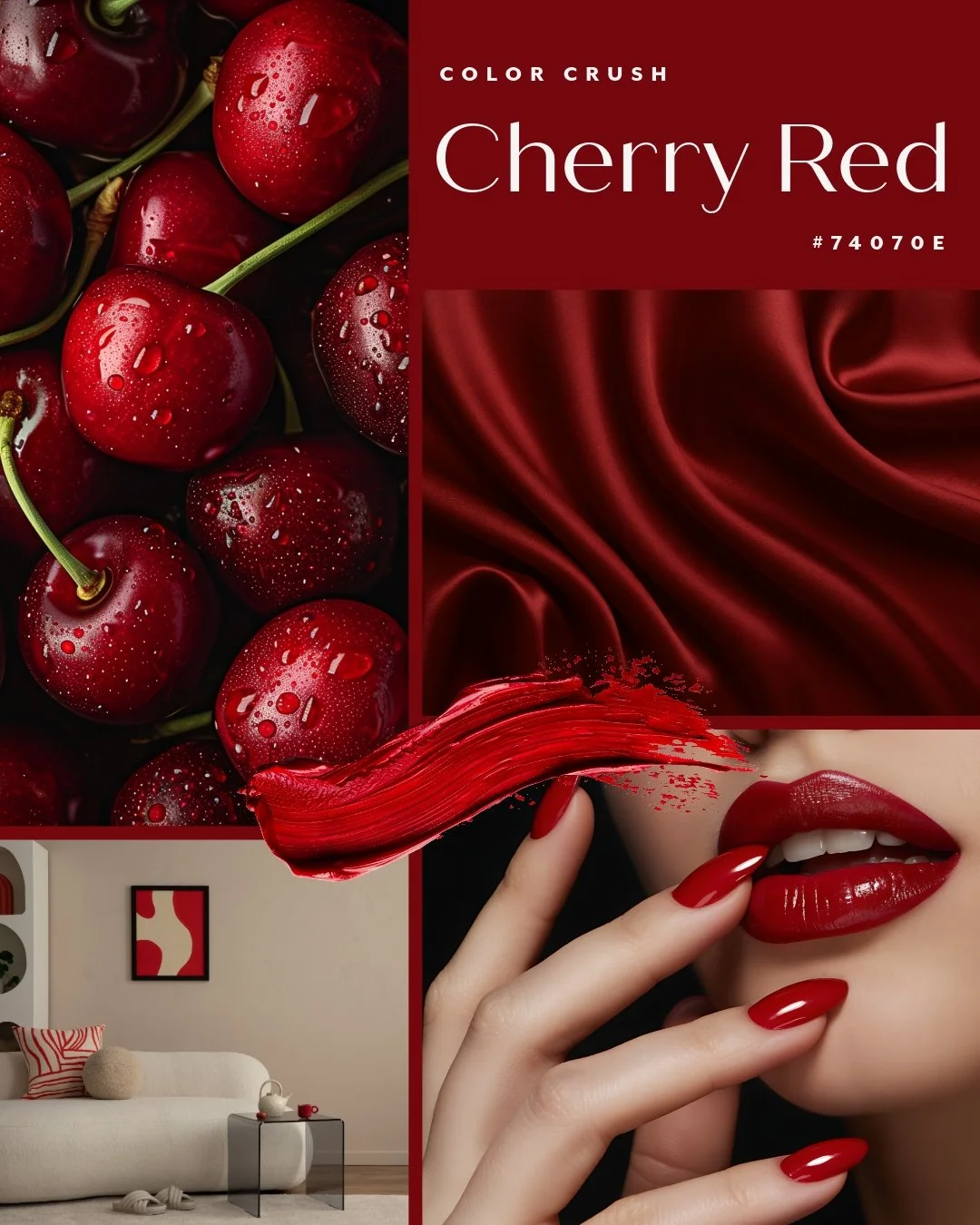 Friday Inspo 🍒 

Die n&auml;chste Farbe in meiner Color Crush Reihe ist zwar eine Pinterest-Trendfarbe von 2025, die aber nach wie vor sehr gefragt ist: Cherry Red.

Cherry Red strahlt St&auml;rke, Leidenschaft und Energie aus, ohne dabei aufdringli
