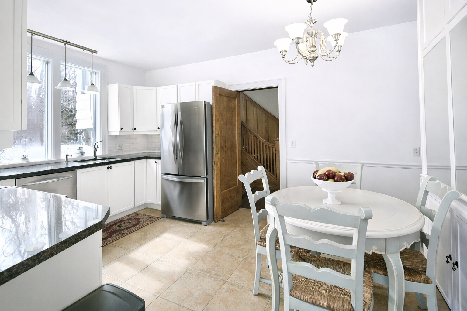 Artist's Rendering of walls and cabinets painted & some furniture removed