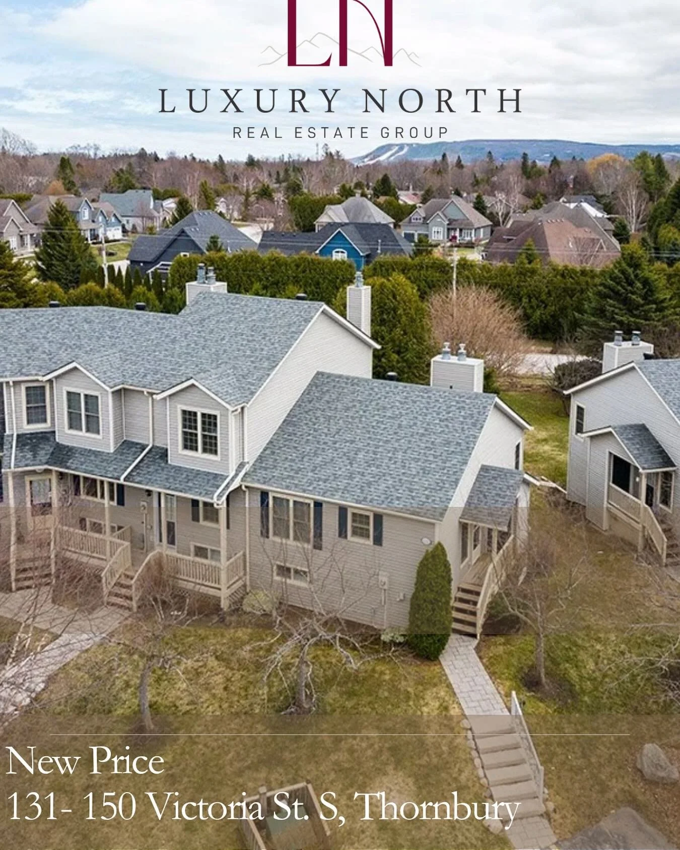 Now offered at $475,000.

Your ski-season escape awaits at Applejack in Thornbury. End unit with walk-out basement, vaulted ceilings, gas fireplace, and resort-style amenities just minutes from Blue Mountain. The perfect alpine retreat for winter wee