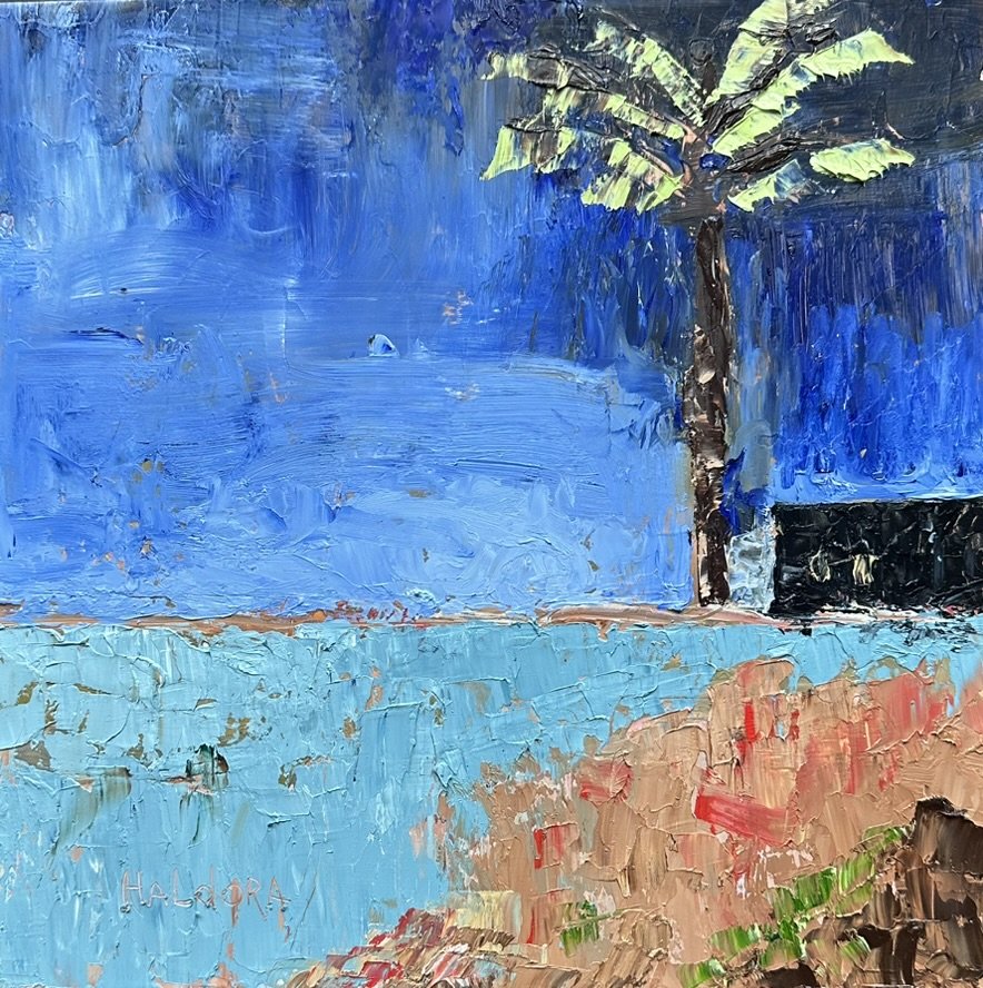 " Midnight Palm"   - Oil on Board  - 10" x 10" 