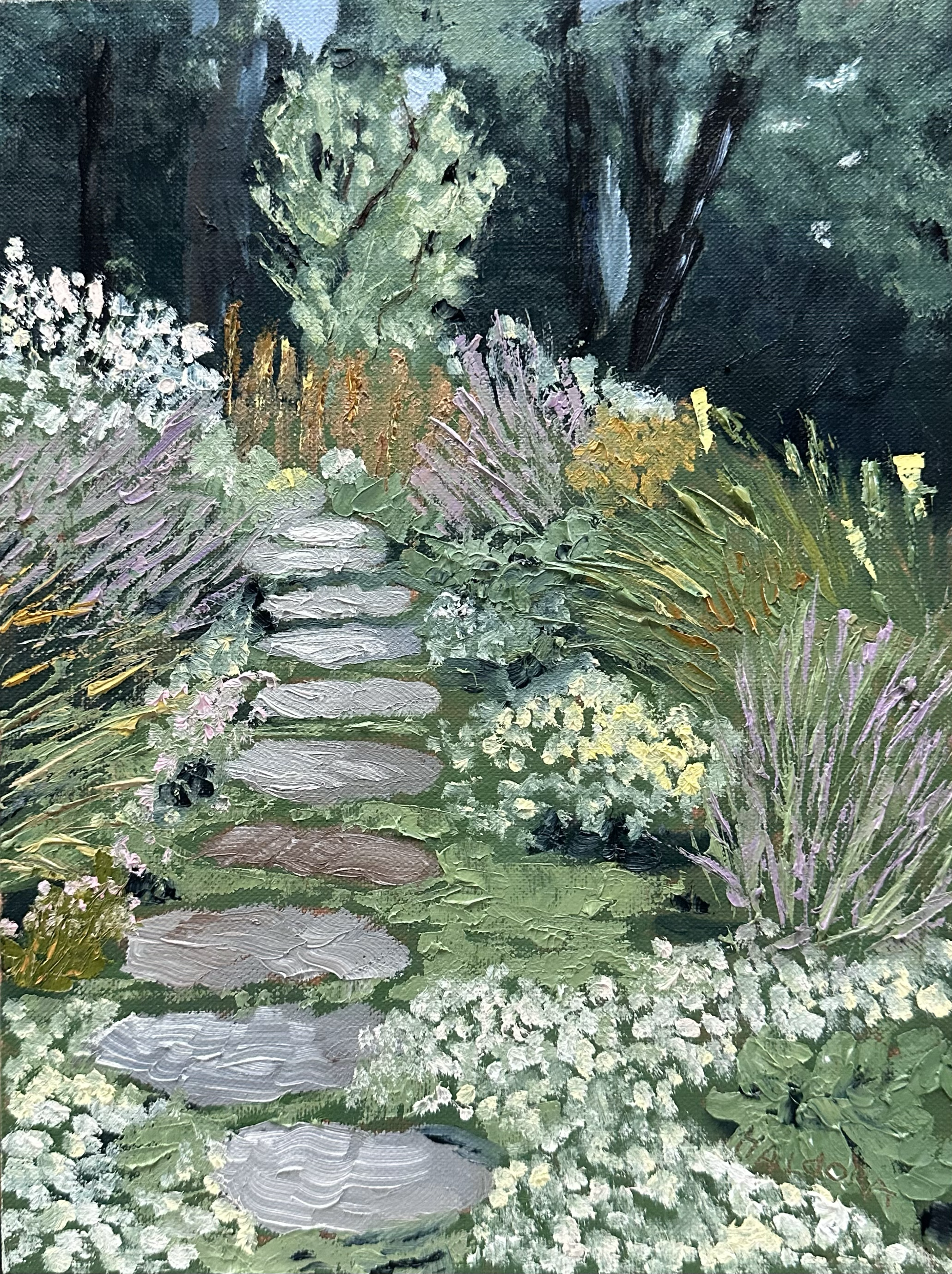 " Garden Path". -  Oil. - 12" x 9" 