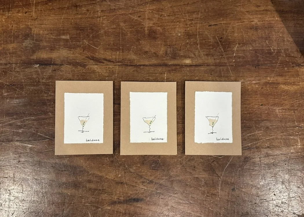 Haldora  -  Martini  -  Hand Painted Note Cards 