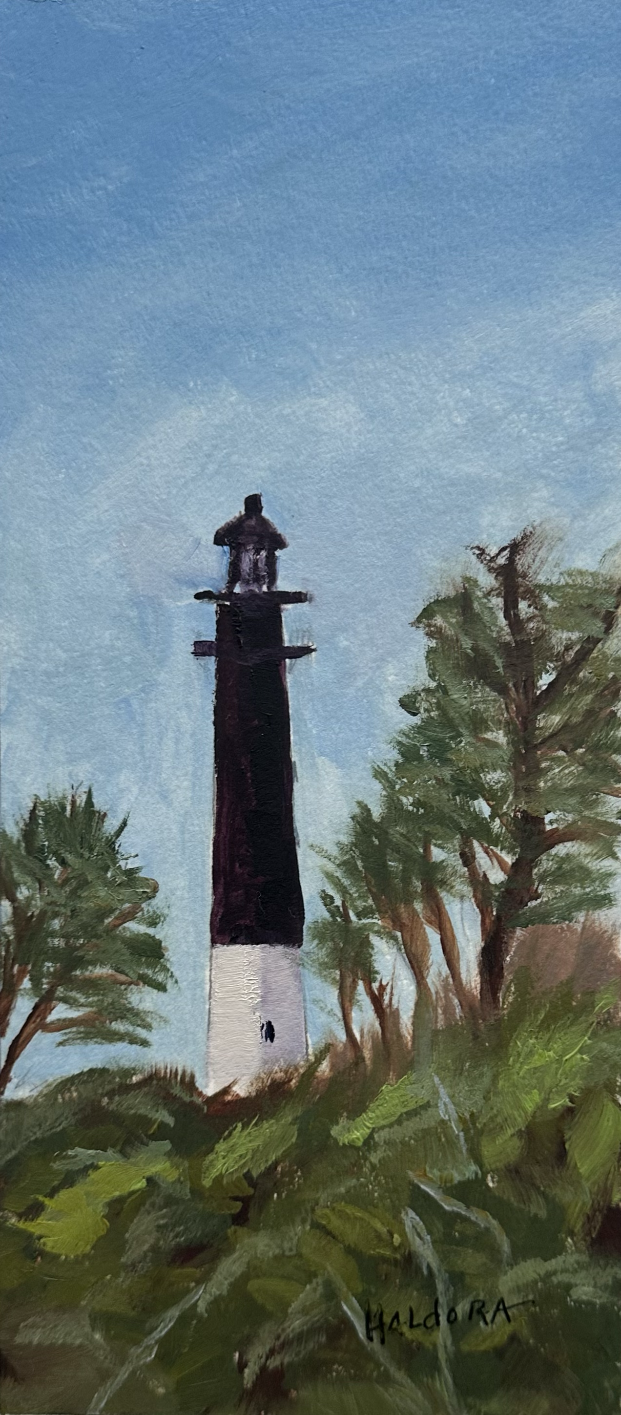 " Hunting Island Lighthouse"  -  Oil  -  4" x 10" 