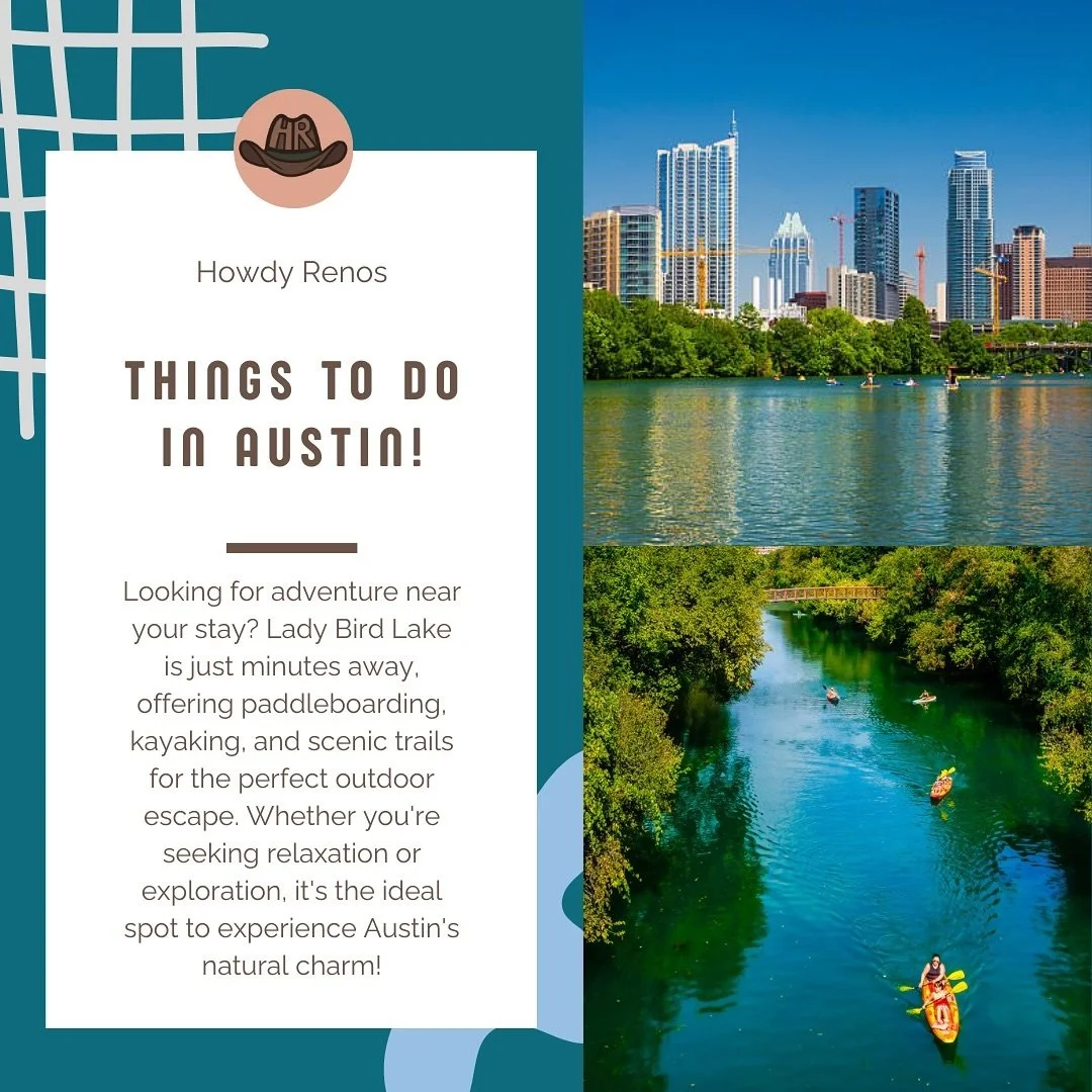 Escape to Austin&rsquo;s iconic Lady Bird Lake, just a short stroll from our Airbnb&rsquo;s! Make your stay unforgettable with outdoor adventures right at your doorstep! 

#LadyBirdLake #AustinAdventures #StayAndPlay #VisitAustin #AirbnbAustin #Trave