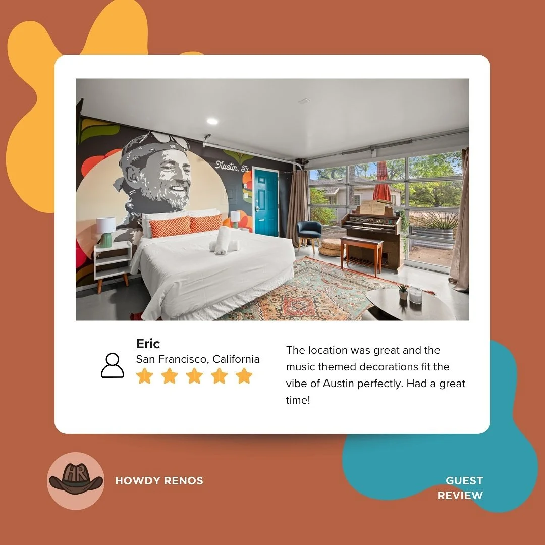 🌟 We love hearing how much our guests enjoy their stay! Ready to experience it for yourself? Book Bloom&rsquo;s Studio or explore our other top-rated Airbnbs through the 🔗 in our bio!

#FiveStarReview #AustinAirbnb #HowdyRenos #GuestReview #AirbnbV