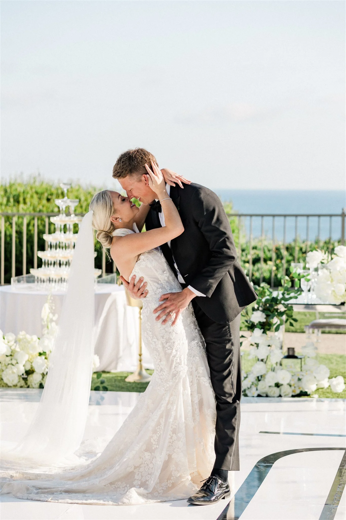 Ritz Carlton Dana Point Wedding  Champagne Tower Toast with French Toast Towers 8.jpg