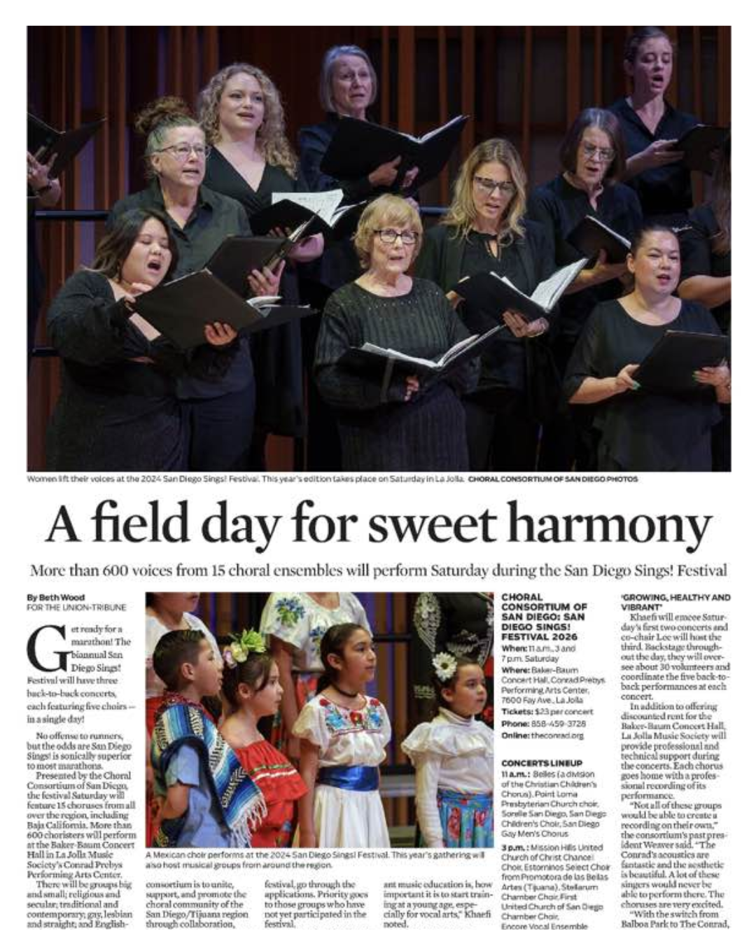 San Diego Sings! Festival will be a field day for sweet harmony