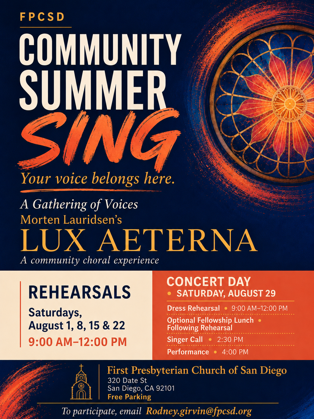 FPCSD Community Summer Sing: CONCERT Morten Lauridsen’s Lux Aeterna