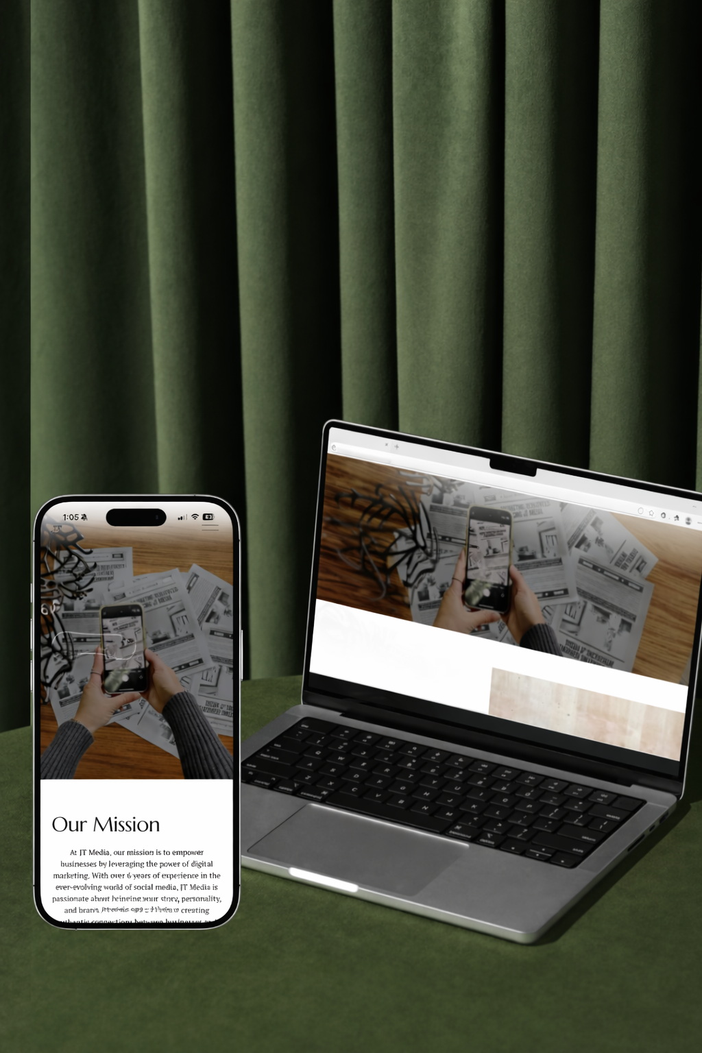 A laptop and a smartphone displaying an image showcasing website design in 48 hours. Digital Marketing Services