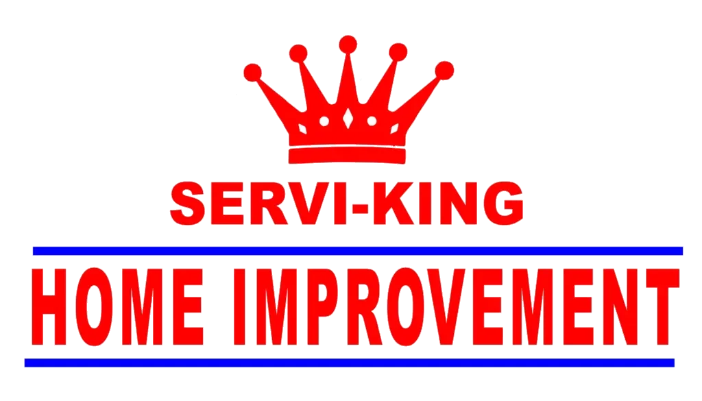 Logo for Servi-King Home Improvement featuring a red crown above the company name in red and blue text.