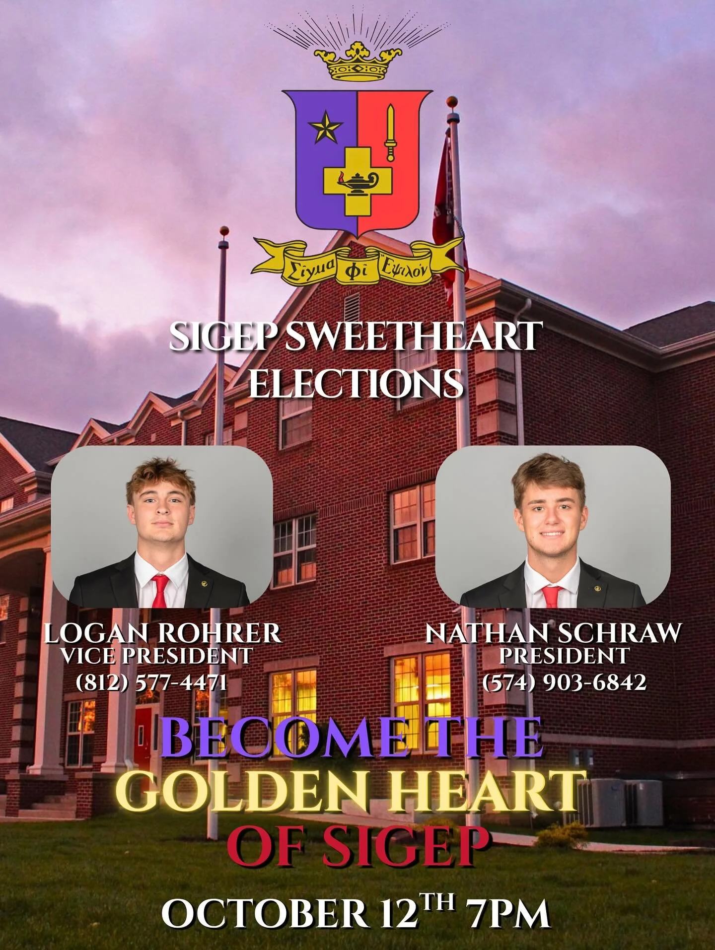 Interested in becoming the new Golden Heart of Sigep? 💛 Elections are on October 12th @7pm. For more information contact @nathan.schraw or @l.rohrer10.

💜❤️💛