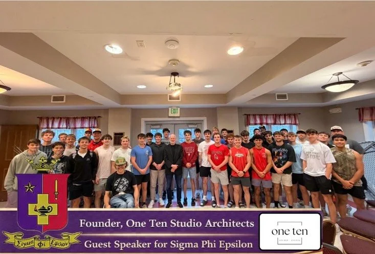 Huge thank you to Clete Kunce, founder of One Ten Studio Architects, for coming out to the house yesterday and speaking with the brothers of Sigma Phi Epsilon.

Clete is an architect and entrepreneur who founded One Ten Studio Architects, a firm focu
