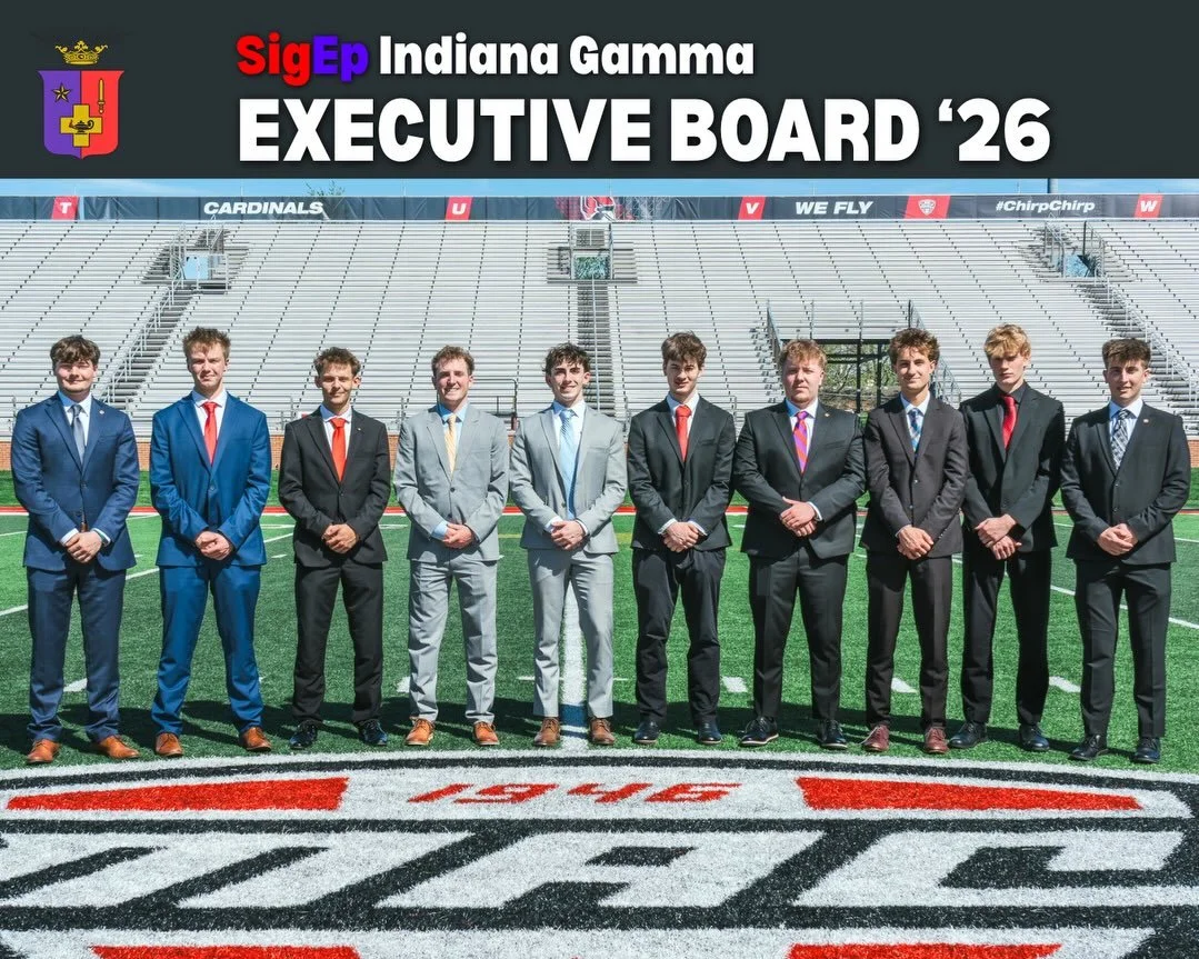 We are proud to announce the 2026-2027 Executive Board of SigEp Indiana Gamma! 💜❤️💛
