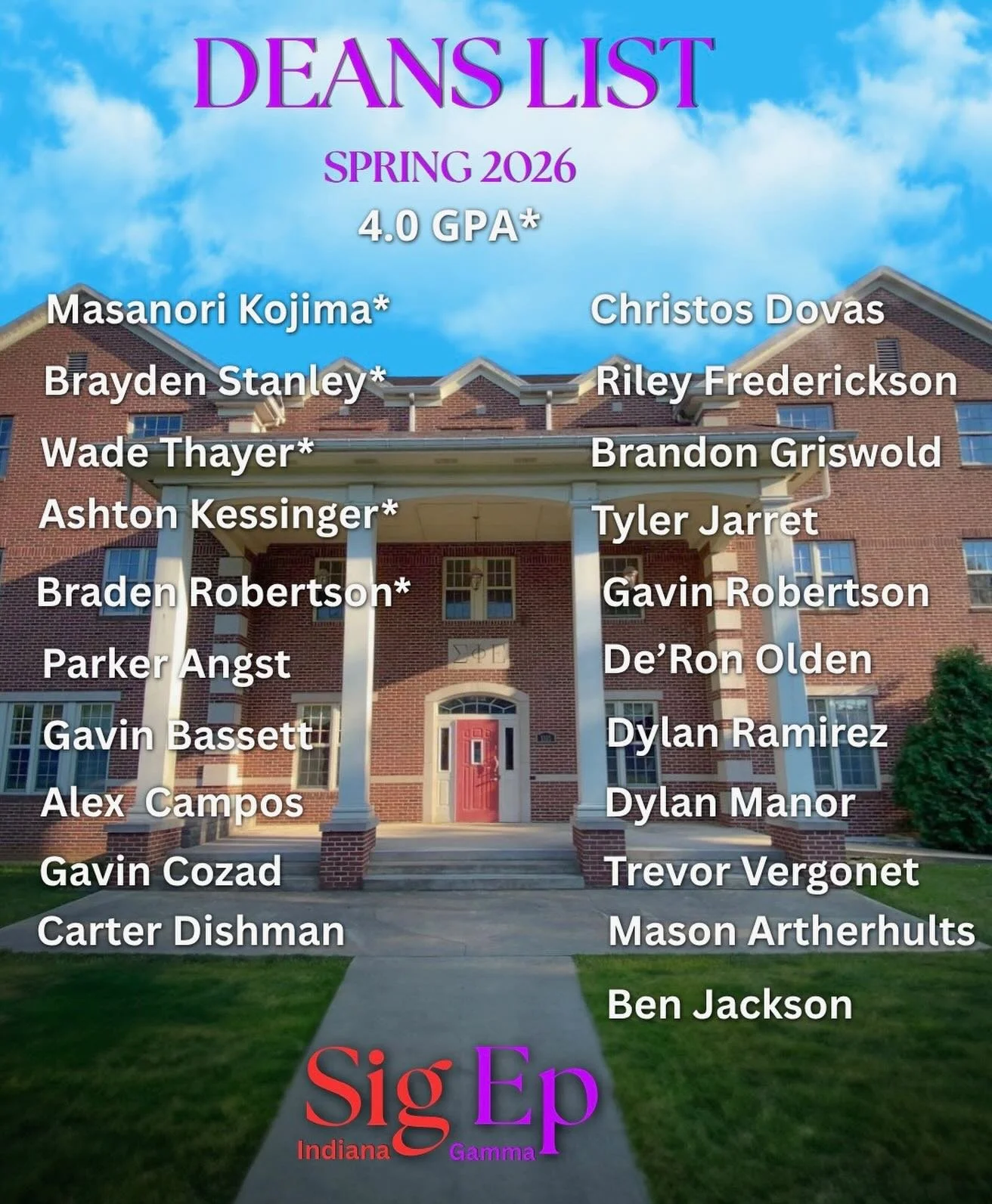 Congratulations to all the brothers that made it on the deans list this spring semester! Keep up the good work going into next year. ❤️💛💜