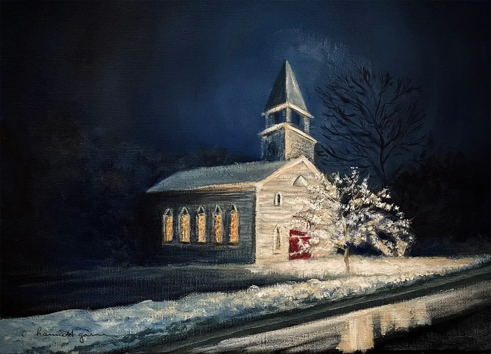 Mellenville Church on Snowy Evening