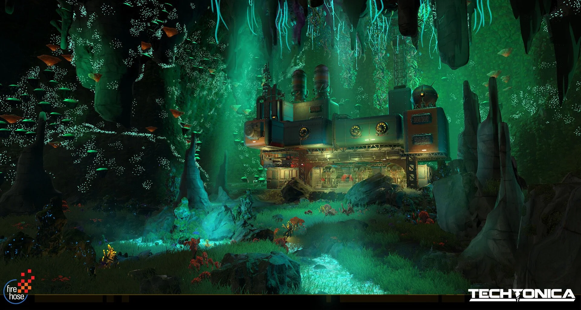 Underground PT-X-ray Location Concept, 3D Block-in Built in Unity and Painted Over in Photoshop for Techtonica