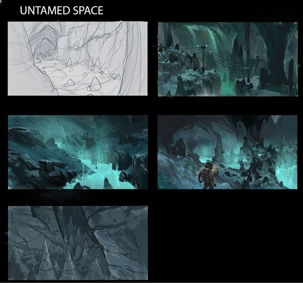 Underground Cave Thumbnail Concepts for Techtonica