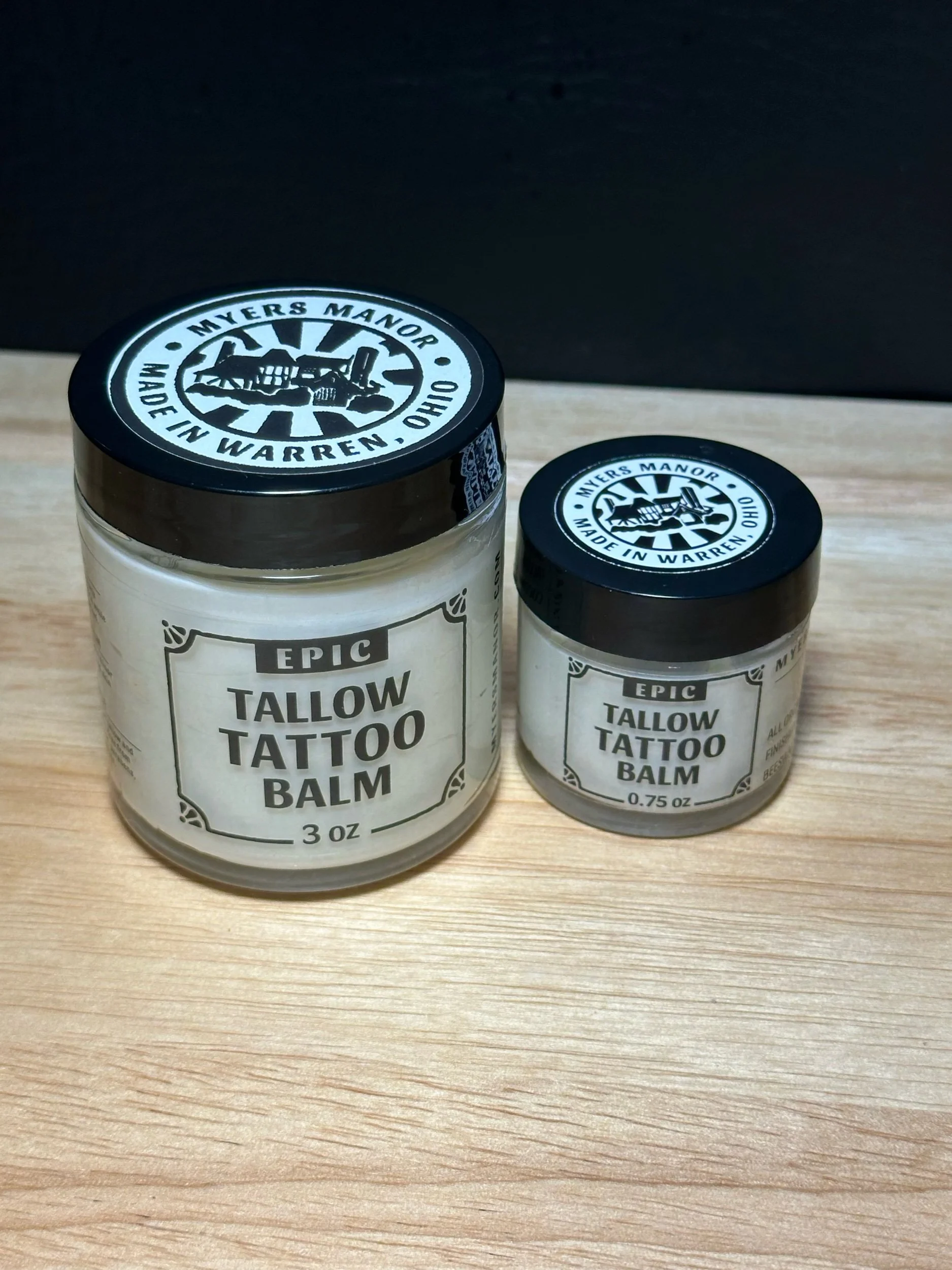 Grass-Fed Tallow Skin Repair Balm – Tattoo Aftercare, Minor Cuts & Scrapes, Safe for Nursing Moms - 3 oz. Glass Jar
