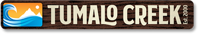 Tumalo Creek logo with a mountain, water, and sun graphic