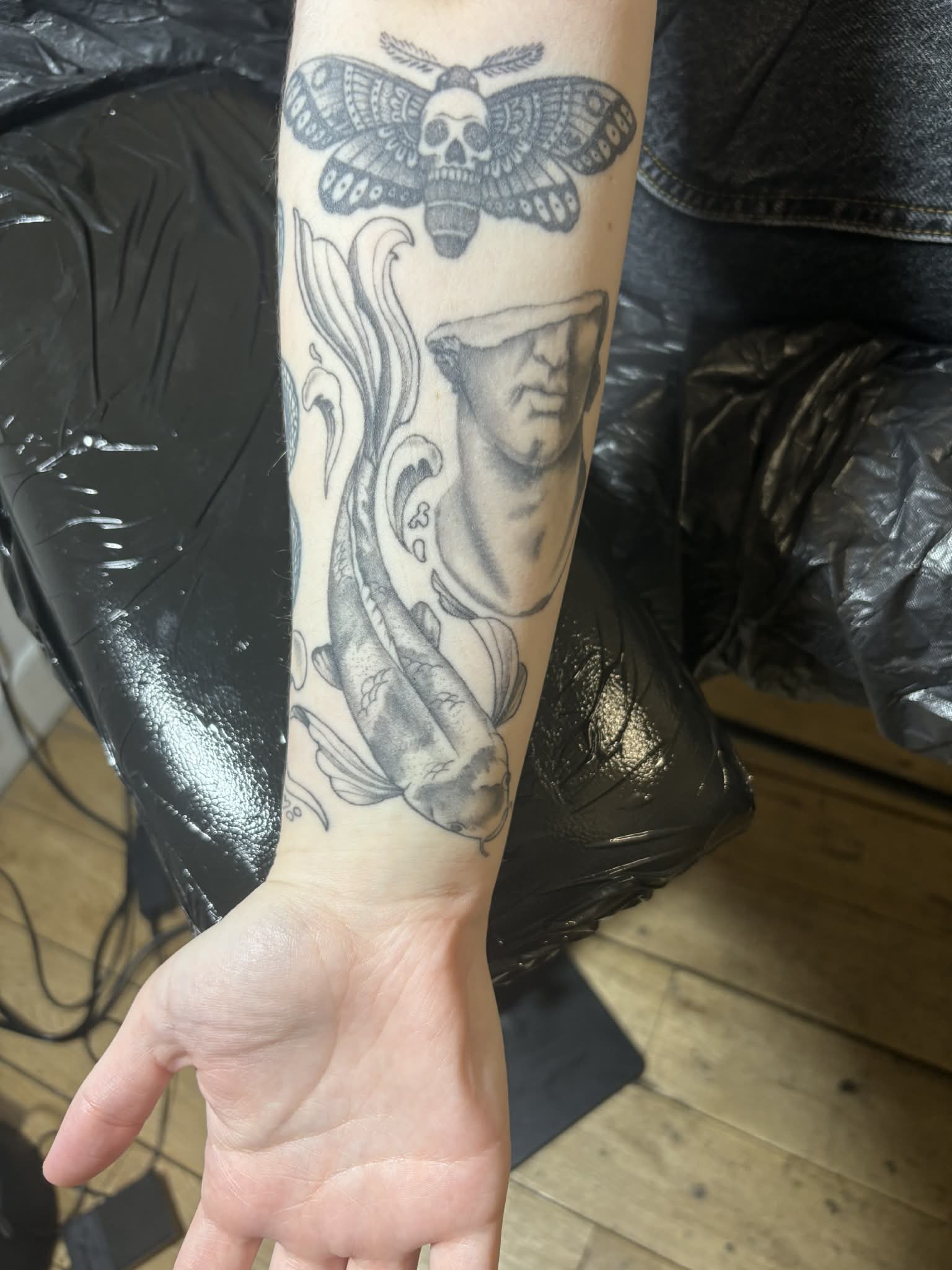 Healed fine line tattoo