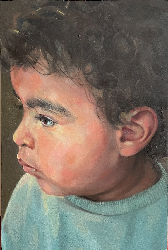 Noah. Oil on paper on wood panel. 10x15 cm 