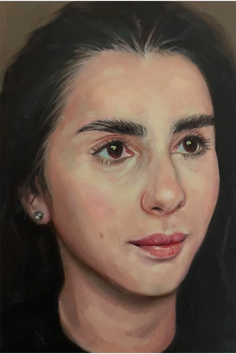 Riham. oil on paper on wood panel. 10x15 cm