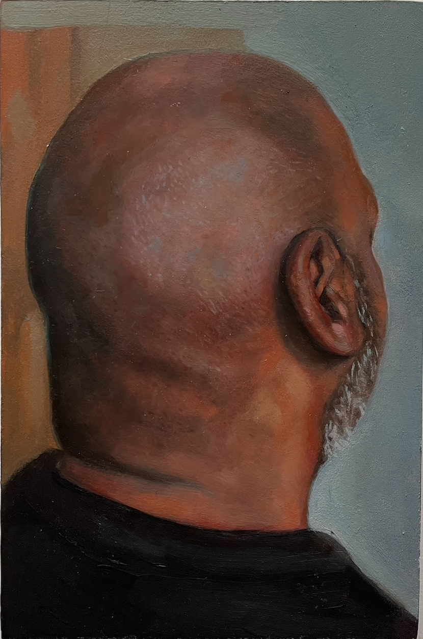 Victor. Oil on paper on wood panel. 10x15 cm