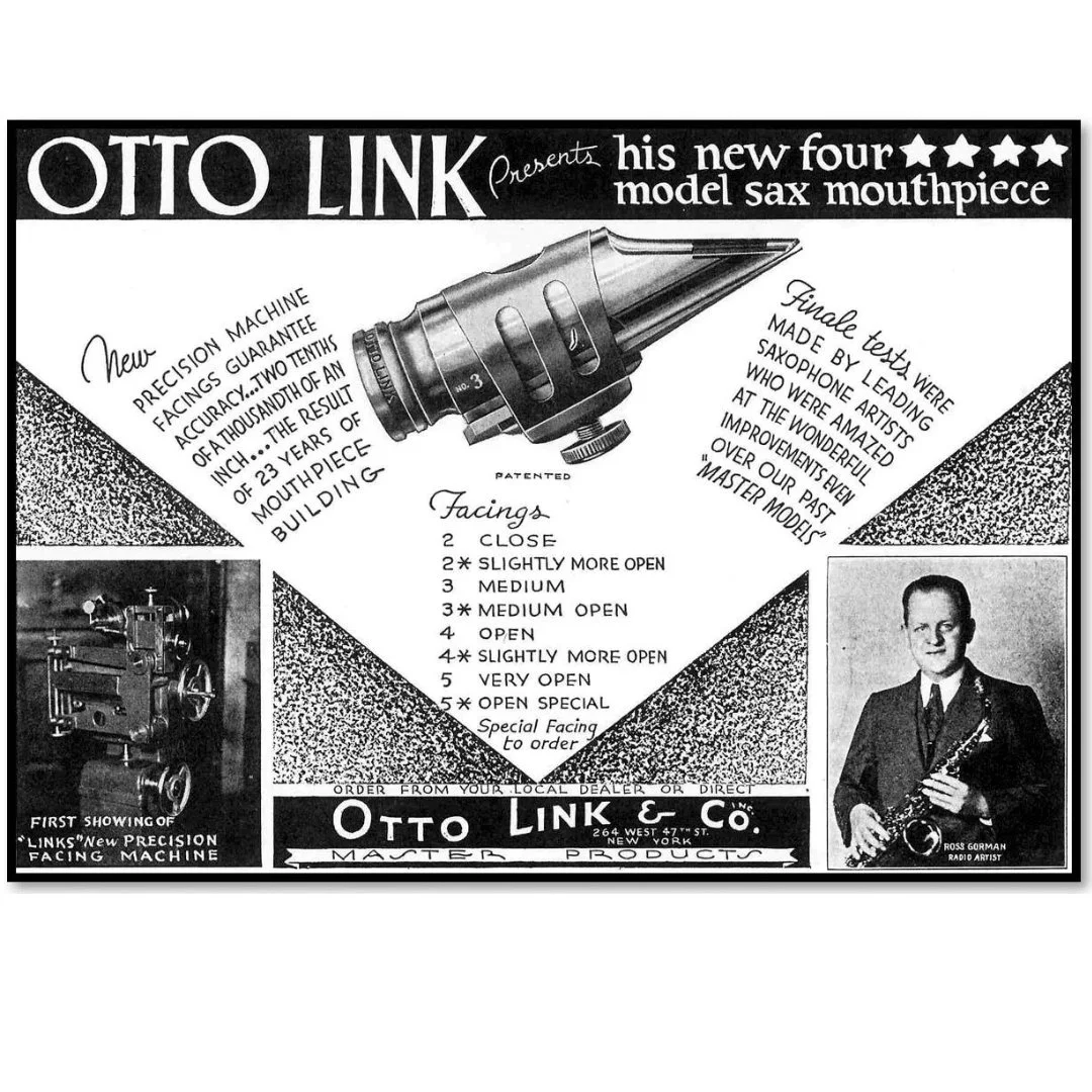 A look into the mid-1930s Four Star era of Otto Link, when new precision-machined facings, refined chamber work, and hand finishing elevated the design beyond the earlier Master models.

This era marks a key step in the evolution of the Link sound, e